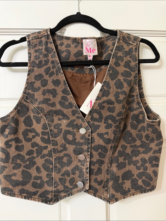 So Me Jackets & Blazers - So Me Leopard-Print Buttoned Vest in Brown and Black